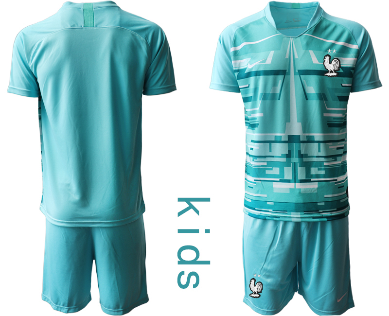 2021 European Cup France lake blue Youth goalkeeper soccer jerseys